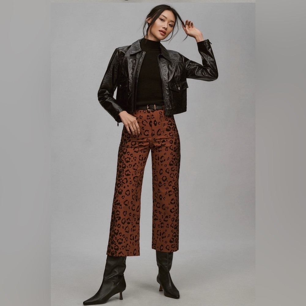 The Colette Cropped Wide-Leg Animal Print Pants
